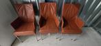 Leren stoelen, Huis en Inrichting, Stoelen, Ophalen, Gebruikt, Metaal, Drie