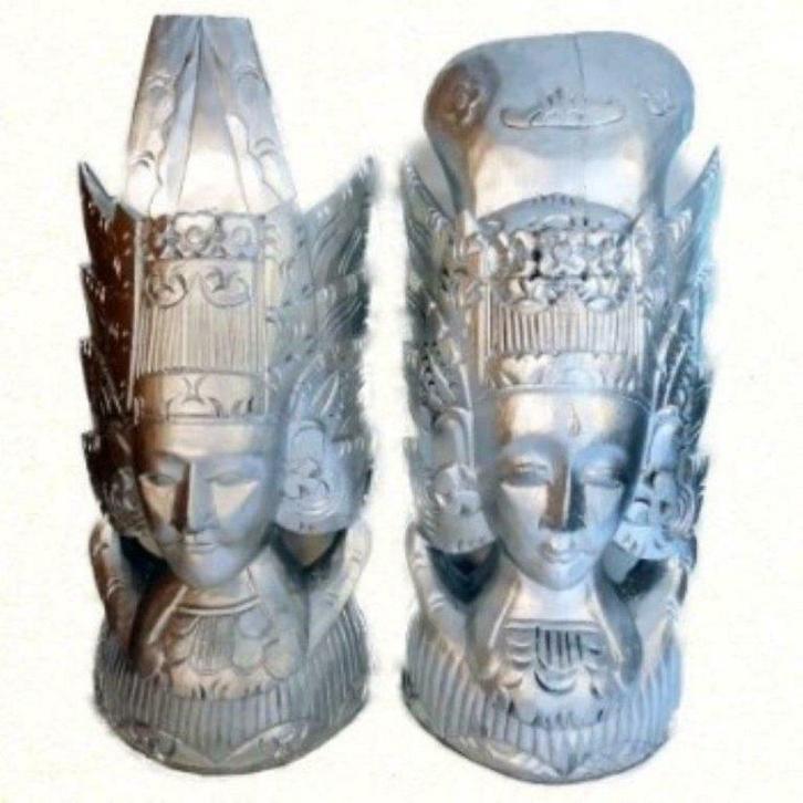 Zilverkleurige Houten javaanse bruid en bruidegom, Boeken, Kunst en Cultuur | Beeldend, Nieuw, Beeldhouwkunst, Ophalen of Verzenden