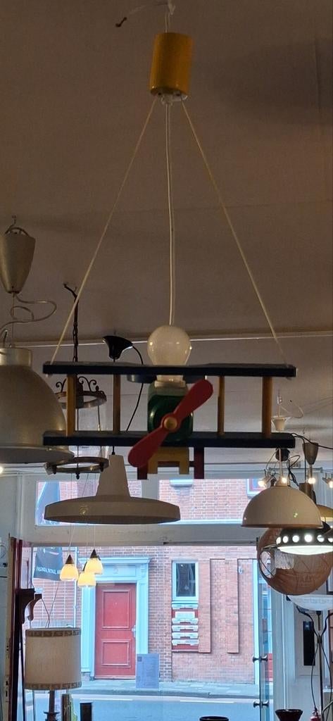 Vintage Houten Vliegtuig Lamp, Gebruikt, Ophalen of Verzenden, Onbekend, Onbekend