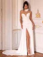 Nieuwe Limited Edition trouwjurk split satijn Alicia, Ophalen of Verzenden, Nieuw, Wit, Trouwjurk