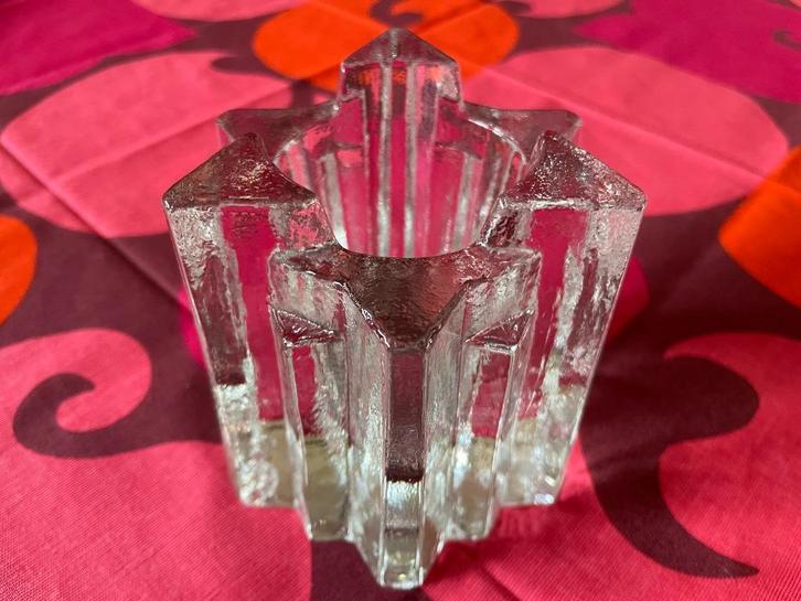 Retro vintage brutalistische Lindshammar waxinelichthouder, Antiek en Kunst, Antiek | Glas en Kristal, Ophalen of Verzenden