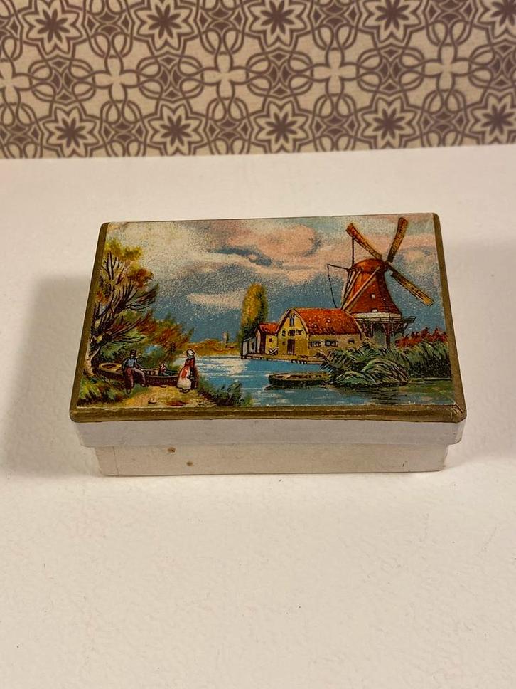 Antiek sieradendoosje, molen, rechthoek, Antiek en Kunst, Curiosa en Brocante, Ophalen of Verzenden