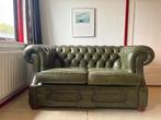 Mooie 2-zits Chesterfield bank – donkergroen, Ophalen, Gebruikt, 150 tot 200 cm, Tweepersoons