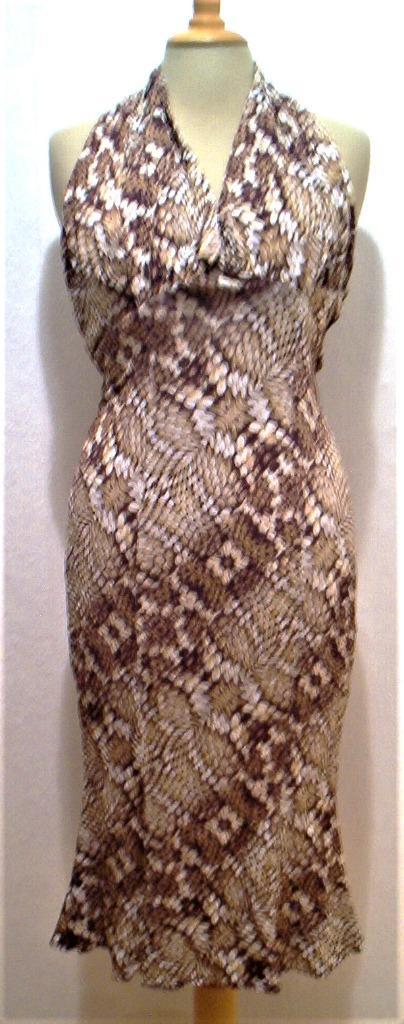 Originele wit/bruine Roberto Cavalli maxi print jurk! 40, Kleding | Dames, Jurken, Zo goed als nieuw, Maat 38/40 (M), Bruin, Onder de knie