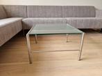 Glazen salontafel met rvs onderstel., Ophalen, 50 tot 100 cm, Design, Vierkant
