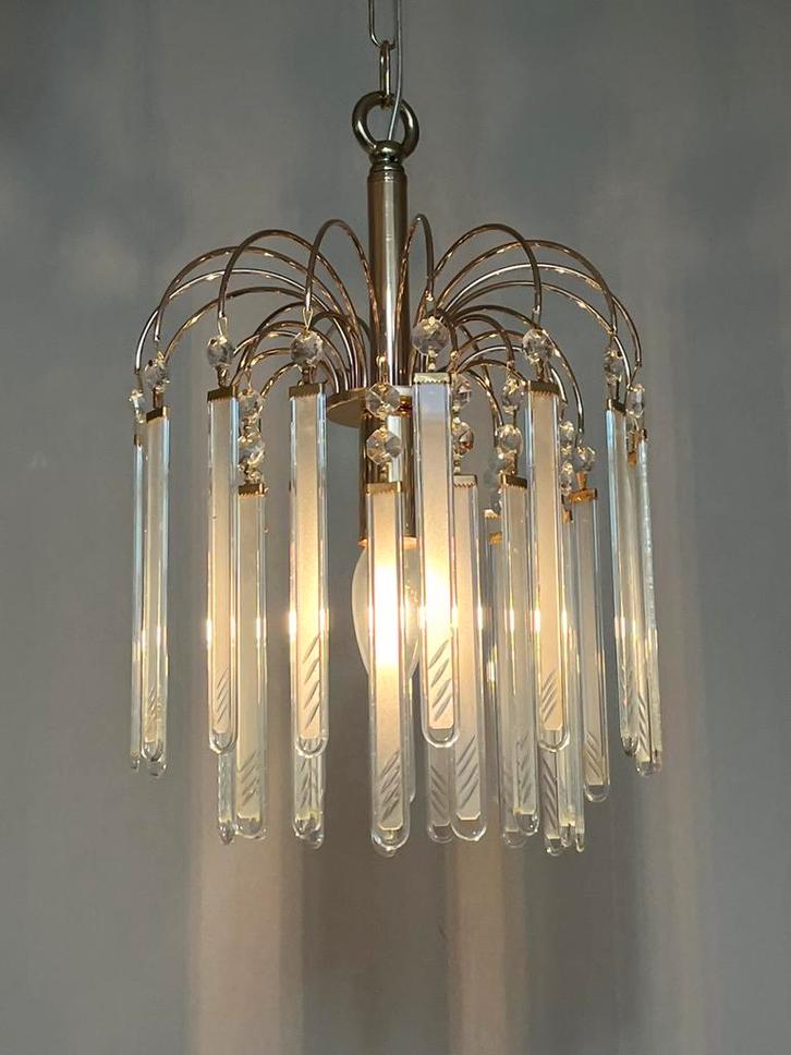 8 beschikbaar Glazen platen facet hanglampen kristal vintage, Huis en Inrichting, Lampen | Kroonluchters, Glas, Ophalen of Verzenden