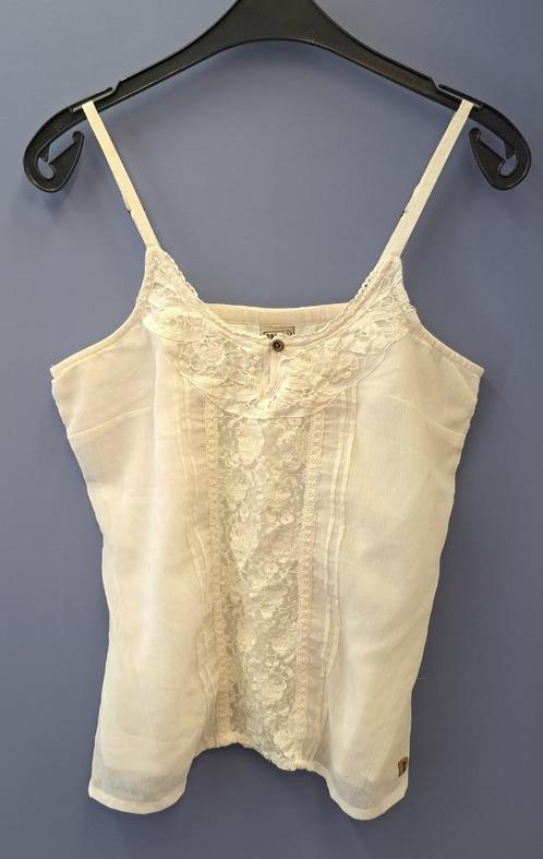 Object romantisch wit topje kantdetails voorop maat M 49108, Kleding | Dames, Tops, Zo goed als nieuw, Maat 38/40 (M), Wit, Zonder mouw