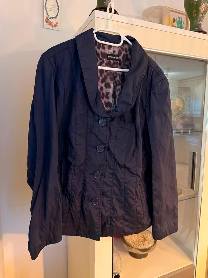Samoon Jas - Maat 42/44 (L) paars, Kleding | Dames, Jassen | Zomer, Zo goed als nieuw, Maat 42/44 (L), Blauw, Ophalen of Verzenden