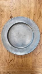 Antiek Tinnen Bord - 32cm Diameter, Ophalen of Verzenden