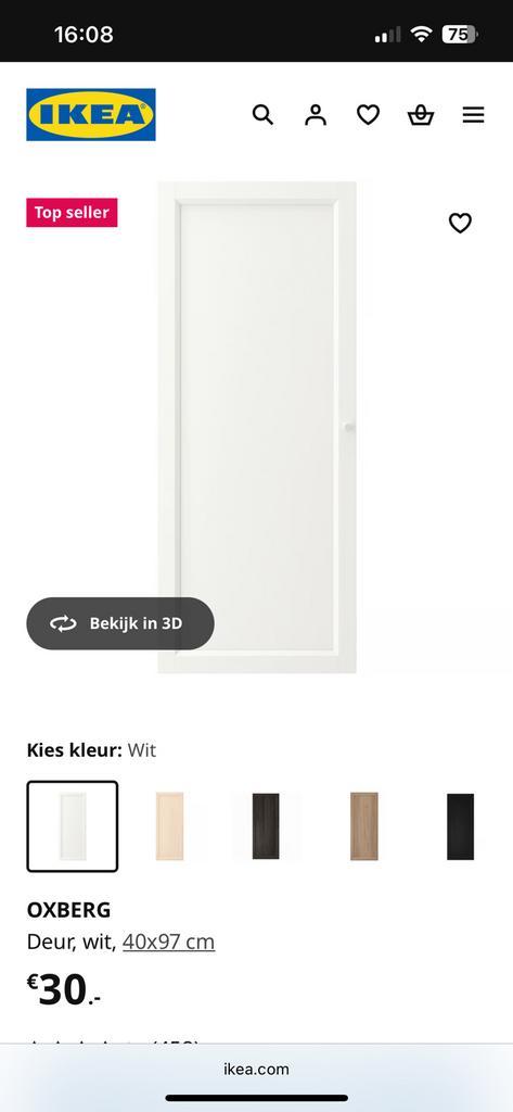 Ikea oxberg deur wit voor billy boekenkast 4 stuks, Huis en Inrichting, Kasten | Boekenkasten, Zo goed als nieuw, 50 tot 100 cm