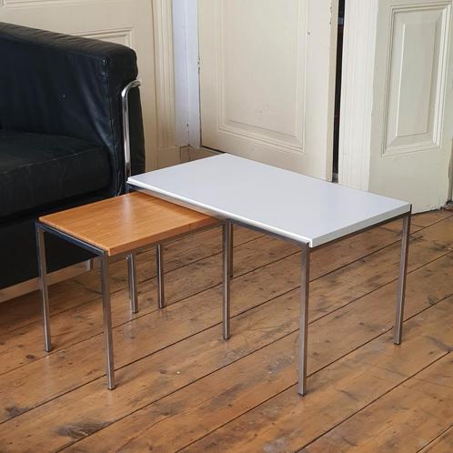 Vintage Cees Braakmans nesting bijzettafels Pastoe, Huis en Inrichting, Tafels | Bijzettafels, Gebruikt, Rechthoekig, Minder dan 45 cm