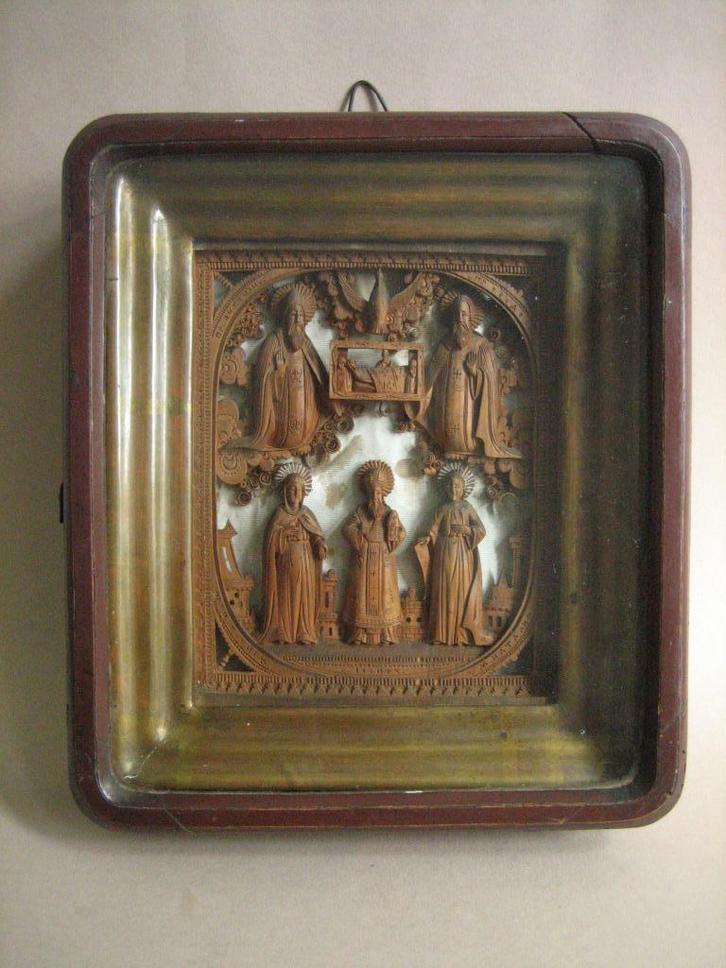 Antiek ikoon Orthodox Christelijk 19e eeuw relikwie Rusland, Antiek en Kunst, Antiek | Religie, Ophalen of Verzenden