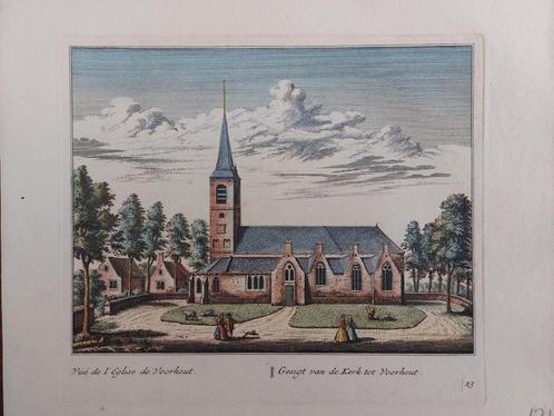 23 / Kerk van Voorhout gemeente Teylingen Gravure uit 1732, Antiek en Kunst, Kunst | Etsen en Gravures, Ophalen of Verzenden