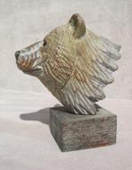 Houten berenkop - bord sculptuur - egel zwarte woud, Antiek en Kunst, Ophalen