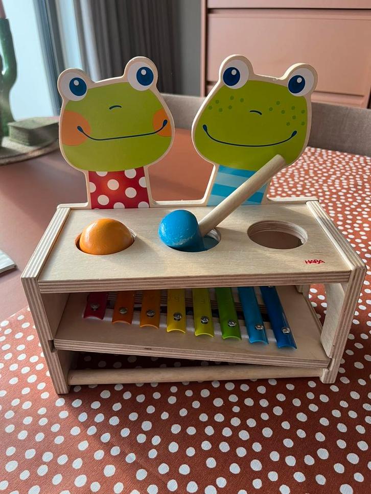 Haba Muziekhamerbank Kikkerconcert, Kinderen en Baby's, Speelgoed | Houten speelgoed, Gebruikt, Overige typen, Ophalen of Verzenden