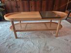 Salontafel hout met webbing en gouden details, Huis en Inrichting, Tafels | Salontafels, Ophalen, Gebruikt, 100 tot 150 cm, Japandi, modern