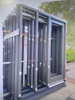 Hardhouten voordeur met zijlichten, Doe-het-zelf en Verbouw, Deuren en Horren, Nieuw, Ophalen of Verzenden, Buitendeur, Glas