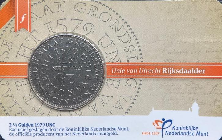 1979 NEDERLAND COINCARD 2,5 GULDEN UNIE VAN UTRECHT *UNC*, Postzegels en Munten, Munten | Nederland, Losse munt, Euro's, Koningin Juliana