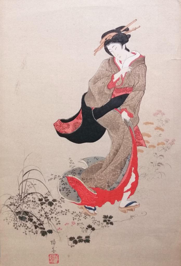 Japanse houtsnede Nihon Shosui-sha, Antiek en Kunst, Kunst | Etsen en Gravures, Ophalen of Verzenden