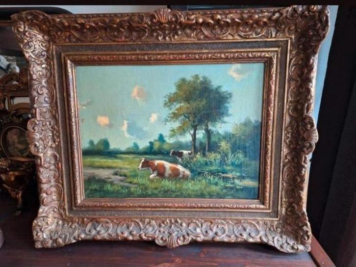 Olieverf Schilderij op Doek/Anton Muller in een Baroklijst, Antiek en Kunst, Kunst | Schilderijen | Klassiek, Ophalen of Verzenden