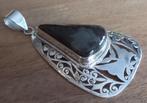 zeer fraaie kettinghanger zilver met zwarte steen, Ophalen of Verzenden, Zilver