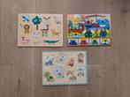 3 houten puzzels, kinderpuzzels, legpuzzel, peuter speelgoed, Ophalen of Verzenden, Minder dan 10 stukjes, Gebruikt, 6 maanden tot 2 jaar