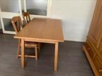 Licht eiken eetkamertafel met 4 stoelen, Ophalen, 100 tot 150 cm, Eikenhout, 50 tot 100 cm