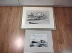 2 x scheepvaart mariteam schilderij lijstjes 1 x Gesigneerd, Ophalen, Zo goed als nieuw, Motorboot