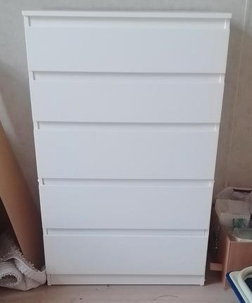 witte ladekast 70x40x112cm 5 lades