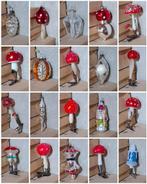 Oude vintage antiek kerstballen skier paddenstoelen kaars, Diversen, N, Ophalen of Verzenden, N, N