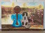 Kleurrijk olieverf schilderij,  100X70 cm, Antiek en Kunst, Ophalen of Verzenden