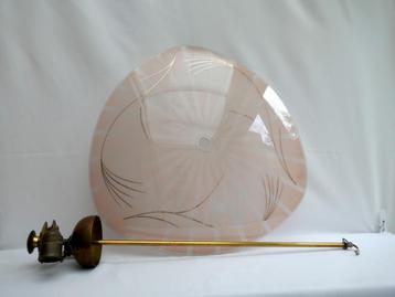 Hanglamp - plafonnière jaren 50 België - koper glas beschikbaar voor biedingen