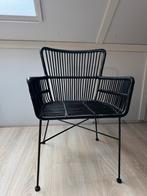Zwarte Riet/Rotan Eetkamerstoel, Ophalen, Zwart, Zo goed als nieuw, Metaal