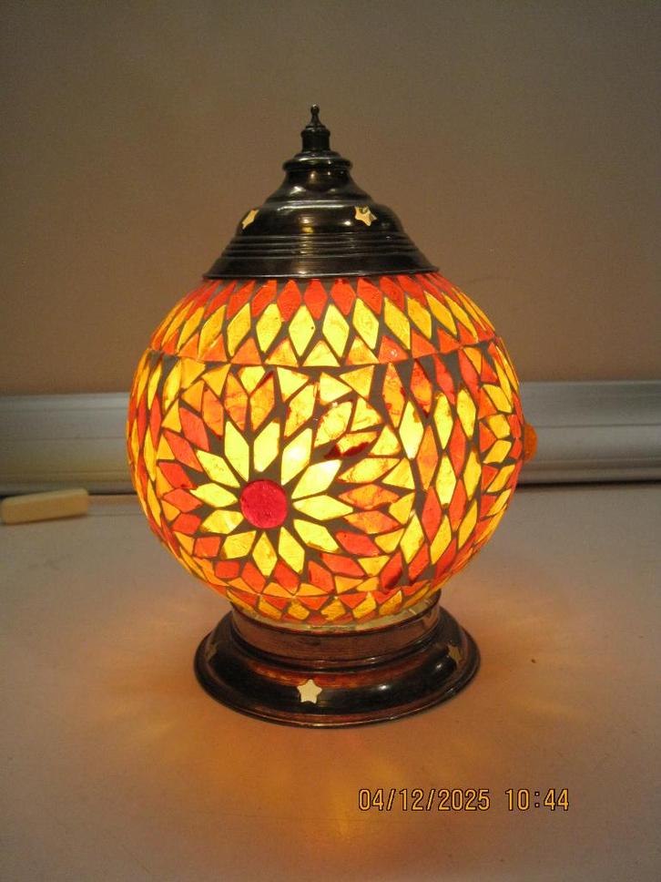 mozaiek tafellamp 24 cm (365), Huis en Inrichting, Lampen | Tafellampen, Zo goed als nieuw, Minder dan 50 cm, Glas, Metaal, Ophalen of Verzenden