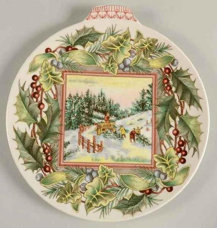 Spode Victorian kerstbord Bringing home the tree 23cm, Diversen, Kerst, Zo goed als nieuw, Ophalen of Verzenden