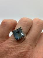 T584 Prachtige zilveren aquamarijn ring maat 17,5, Sieraden, Tassen en Uiterlijk, Ringen, Ophalen of Verzenden, X, Dame, Zilver