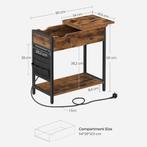 Bijzettafel-Oplaadtafel-60D x 31,5B x 60H cm, 45 tot 60 cm, Rond, Nieuw, Hout
