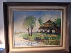 Schilderij rivierzicht met boerderij NE Hazenbroek, Antiek en Kunst, Ophalen of Verzenden