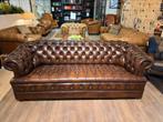originele engelse chesterfield 3 zits bank buttonseat bruin, Ophalen of Verzenden
