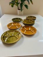 4 Mix & match vintage gourmet fondueborden Gien France ‘70, Huis en Inrichting, Keuken | Servies, Ophalen of Verzenden, Zo goed als nieuw