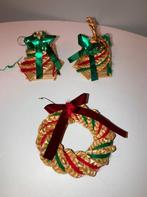 Vintage rieten kerstbal ornament, Diversen, Kerst, Ophalen of Verzenden