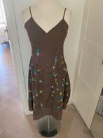 Just B. Jurk - Bruin met bloemen - Maat M, Kleding | Dames, Jurken, Maat 38/40 (M), Bruin, Ophalen of Verzenden, Just B