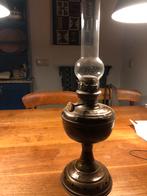 Antieke koperen olielamp met glas, Antiek en Kunst, Ophalen of Verzenden