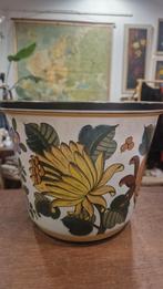 Gouda Plateel bloempot handgeschilderd, Ophalen of Verzenden