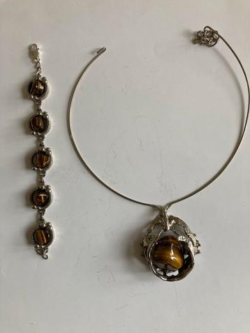 Vintage Tijgeroog Armband & Ketting Set beschikbaar voor biedingen