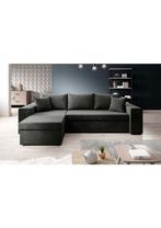 Black L-Couch with Built-In storage and Sleeping function, Ophalen, Zo goed als nieuw, Tweepersoons