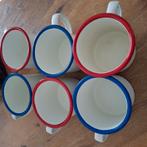emaille bekers  blauw en rood, Ophalen of Verzenden, Zo goed als nieuw, Rood, Beker of Kan