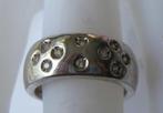 Stevige band ring met 10 kristallen, 925 zilver (7045-1597), 17 tot 18, Ophalen of Verzenden, Dame, Zo goed als nieuw