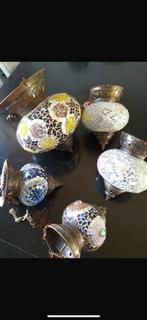 Mozaïek waxine licht houders - decoratie, Ophalen of Verzenden, Zo goed als nieuw, Glas, Minder dan 50 cm