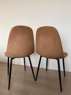 2x Kwantum eetkamerstoelen, velvet stof, Ophalen, Gebruikt, Twee, Bruin